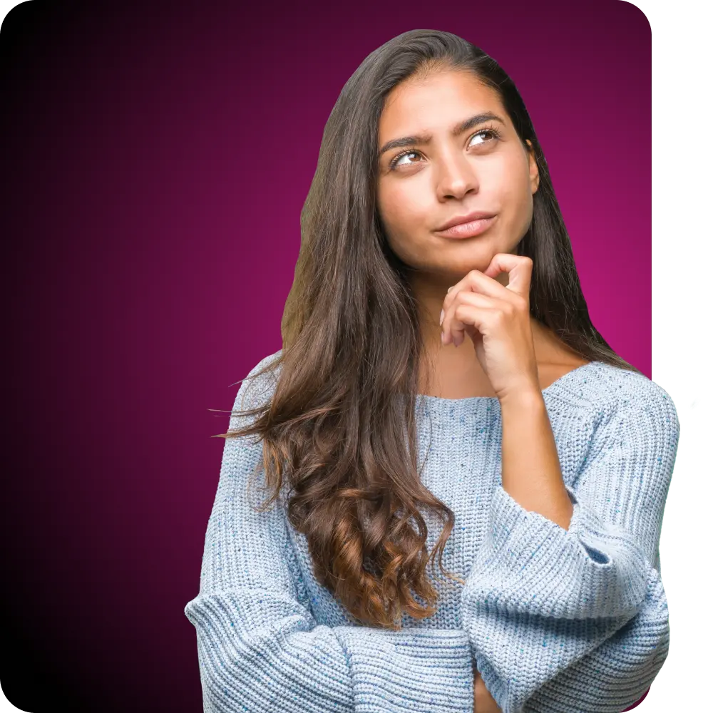 A Q Care Plus patient in a thoughtful pose